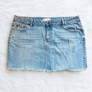 Vintage Y2K Aeropostale Jean Mini Skirt Women’s 13/14 Blue Denim Embroidered EUC